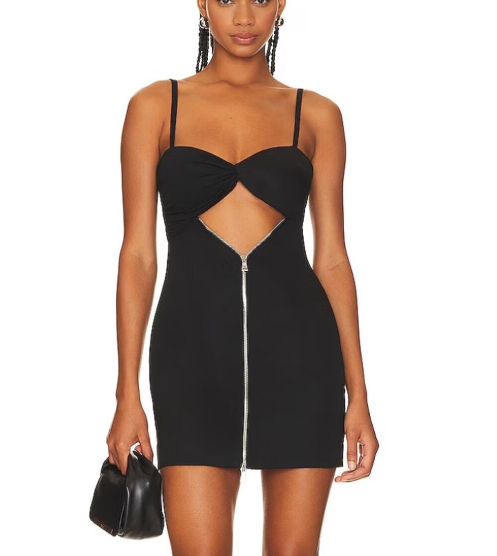 RTA Black Bodycon Mini Dress SIZE 6 Slip Club Cutout Designer Revolve $500 NEW